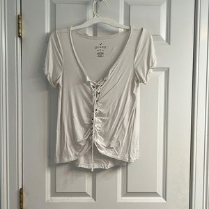 American Eagle white tie front tshirt